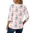 thumbnail image 2 of HAVUITYY Easter 3/4 Sleeve Sweaters for Women, Cute Printed Womens Lightweight Crew-neck Tops, Women's Spring Loose Pullover, 2 of 5