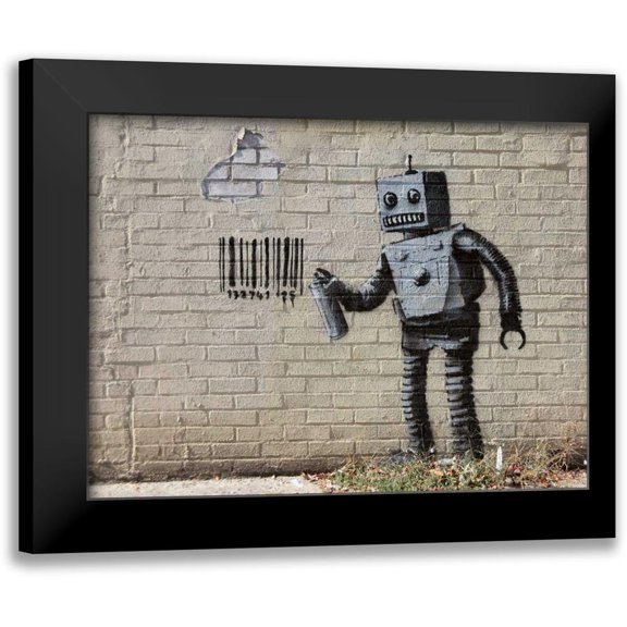 Anonymous 14x12 Black Modern Framed Museum Art Print Titled - Stillwell Avenue Coney Island NYC-graffiti attributed to Banksy