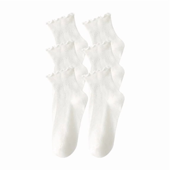 TELOLY 2026 New 3 Pairs Cute Ruffle Ankle Socks for Women - Soft Cotton Knit Lettuce Low Cut Frilly Crew Socks for Casual Wear, Daily Use, Spring Outings, Home Wear, Light Sports