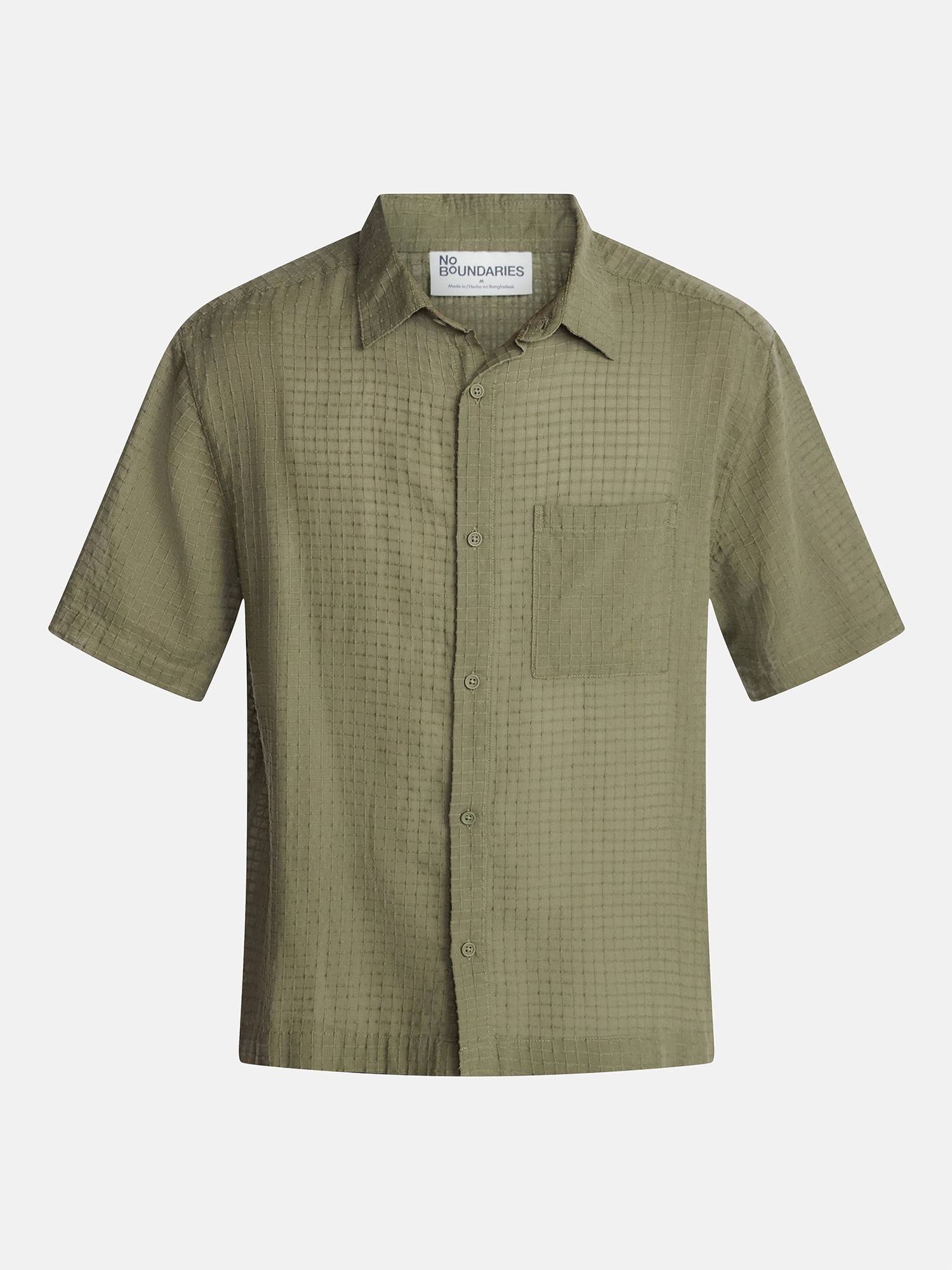 No Boundaries Boxy Fit Ripstop Shirt with Short Sleeves, Men's XS-5XL
