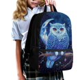 thumbnail image 3 of Uourmeti Owl and Moon Pattern Design Durable Backpack, 17 Inch Smooth Zippers School Backpack Big Storage Space Student Bookbag for Students, 3 of 6