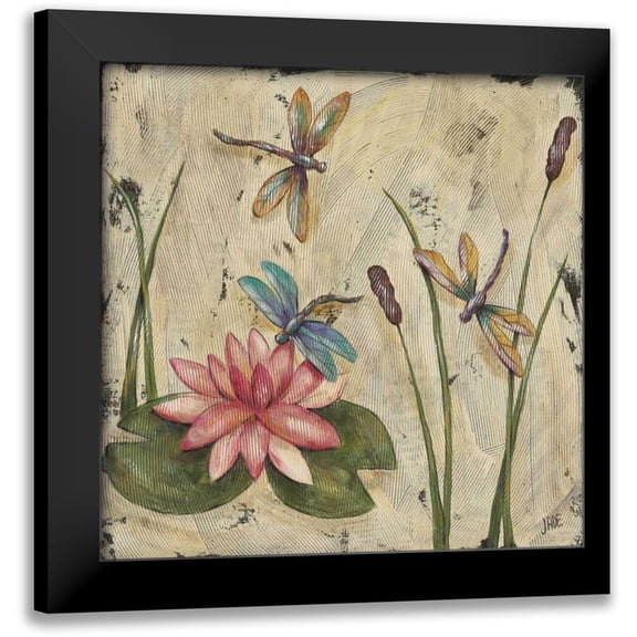 Reynolds, Jade 12x12 Black Modern Framed Museum Art Print Titled - Dancing Dragonflies II