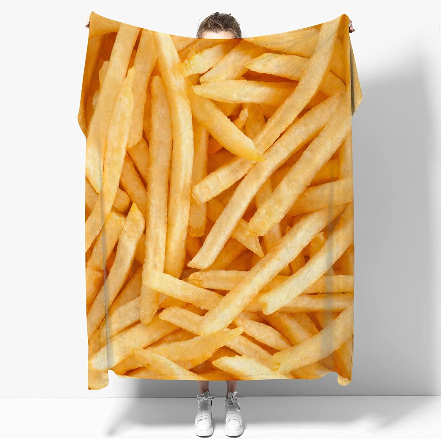 French Fries Blanket Lightweight Flannel Cartoon Cute Throw Blankets Cozy  Plush Microfiber All-Season For Bed/Couch/Sofa 40
