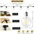 thumbnail image 3 of Mibote Outdoor String Lights, 100FT 50 G40 Bulbs Shatterproof Patio Lights,Waterproof,Dimmable ,Remote Control for Patio Garden, 3 of 7