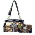 thumbnail image 3 of Western Camo Cross Shoulder Bag Camouflage Handbag Rhinestone Purse With Matching Wallet (Black), 3 of 9