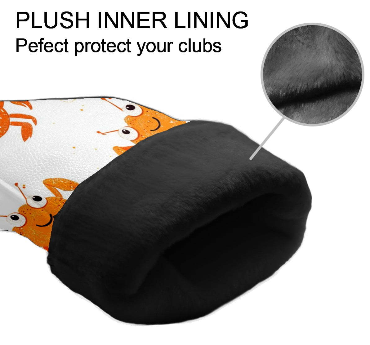 Golf Head Covers Crab Pattern for Driver, Wood & Hybrid, Premium Waterproof PU Leather with Plush Lining, Nautical Golf Gifts