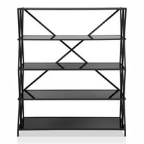 Furniture of America Vorsko Industrial Metal 5-Shelf Large Bookcase in Black