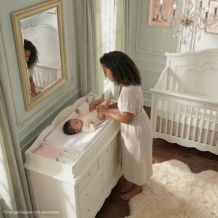 evolur aurora 7 drawer double dresser ivory lace Evolur Aurora 7-Drawer Double Dresser in Ivory Lace, Spacious Drawers