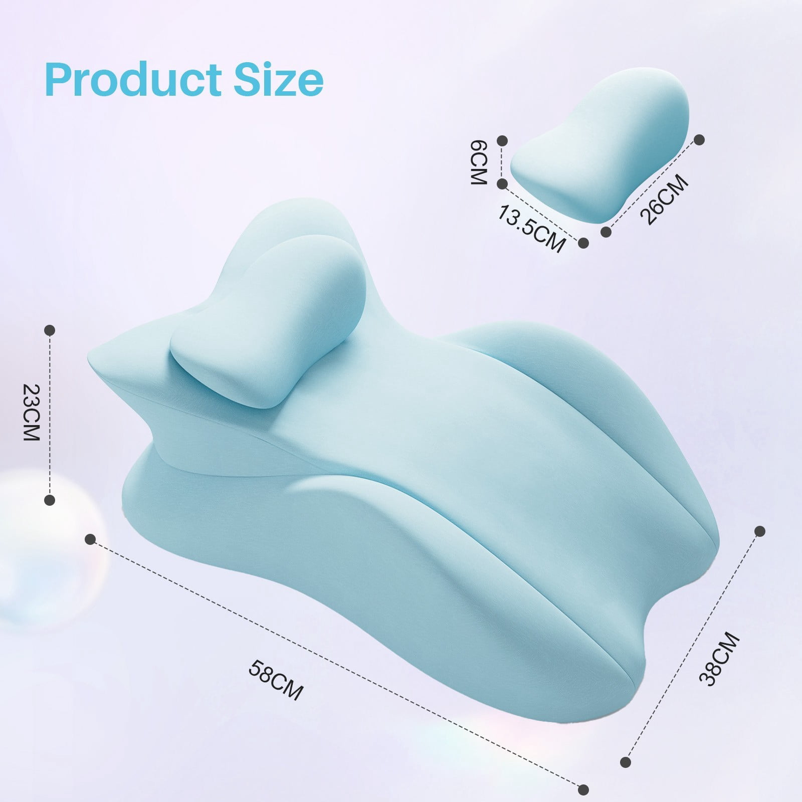 TOPCHANCES Lumbar Support Pillow, Memory Foam Back Support Cushion, Orthopaedic Bed Wedge Pillow with Removable Headrest, Ergonomic Backrests for Back, Neck, Lumbar & Legs (Blue)
