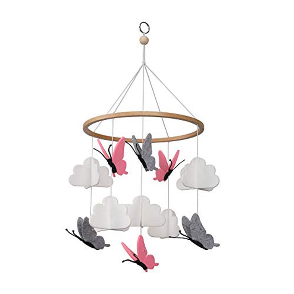 Famure Baby Crib Mobile Butterflies in The White Clouds Baby Ceiling Hanging Nursery Decor