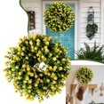 thumbnail image 4 of Spring and Summer Pure Yellow Wreath Simulation Flower Pure Yellow Wreath Door Hanging Home Decoration Spring and Summer Wreath Farmhouse Door Front Decoration Wreath（40Cm）, 4 of 8