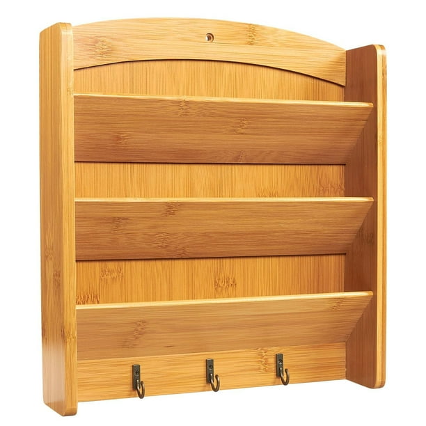 Juvale Wall Mounted Mail Organizer Bamboo Holder And Key Hook Rack With 3 Hooks Brown 11 5 X 12 7 2 Inches Com - Mail Organizer Wall Mount Juvale Wall Mounted Mail Organizer Bamboo Holder And Key Hook Rack With 3 Hooks Brown 11 5 X 12 7 2 Inches Com - Mail Organizer Wall Mount