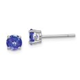 thumbnail image 1 of White Sterling Silver Earring Stud Women'S Tanzanite Blue 5 mm, 1 of 2
