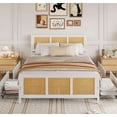 thumbnail image 2 of Bingirl White Finish Full Size Rattan Accent Storage Bed with LED Lights, 4 Drawers and Woven Front, MDF Wood Frame, 2 of 7