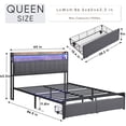 thumbnail image 3 of Clearance! Queen Bed Frame with 2-Tier Storage Headboard, Metal Platform Bed Frame with 2 Storage Drawers, Built in Charging Station & LED, Noise-Free/No Box Spring Needed/Easy Assembly, Grey, 3 of 9