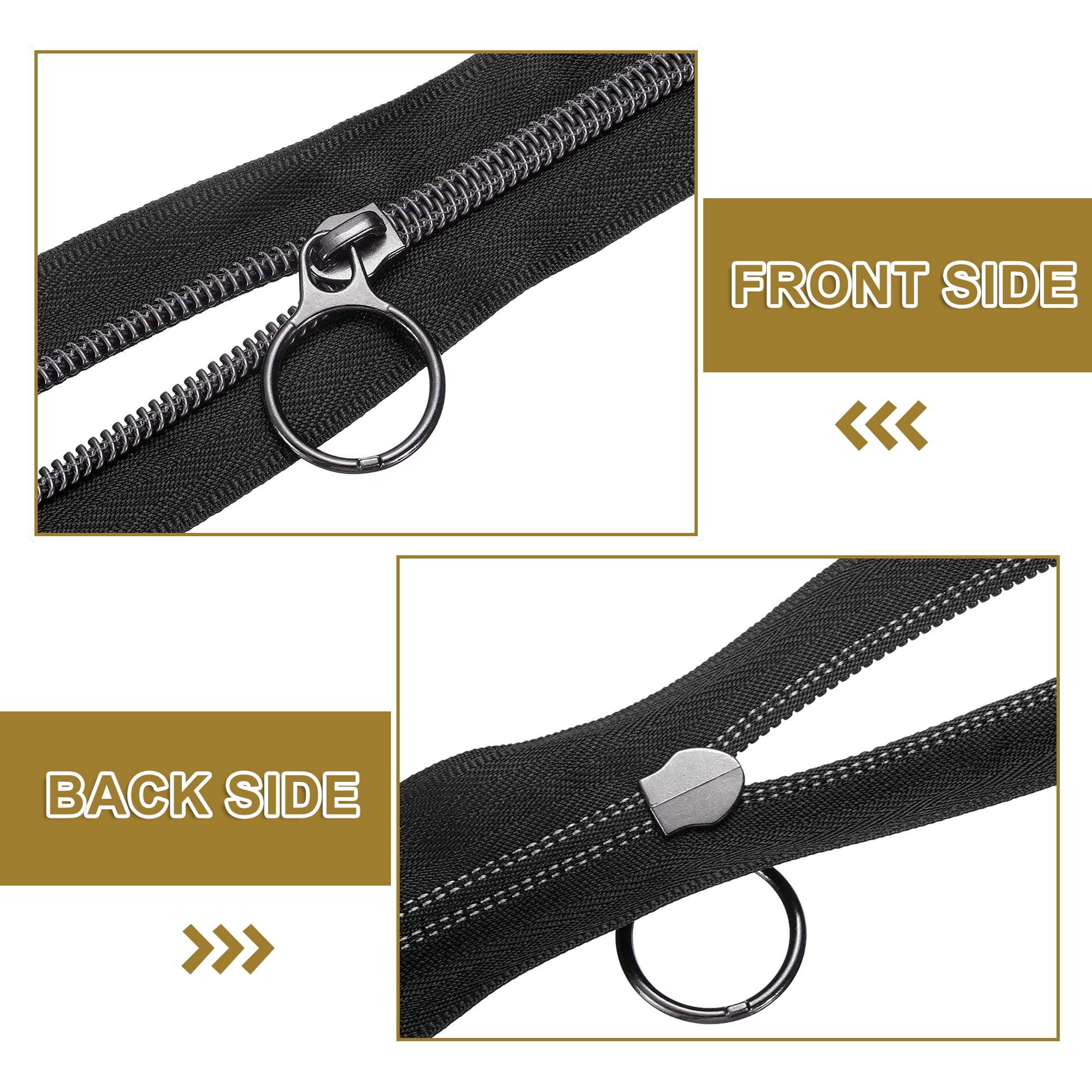 #5 10 Yards Nylon Coil Zippers, Bulk Coil Zipper by the Yards with 20pcs Gunmetal Zippers Sliders for Diy Tailor Sewing Craft Bag Clothes, Black