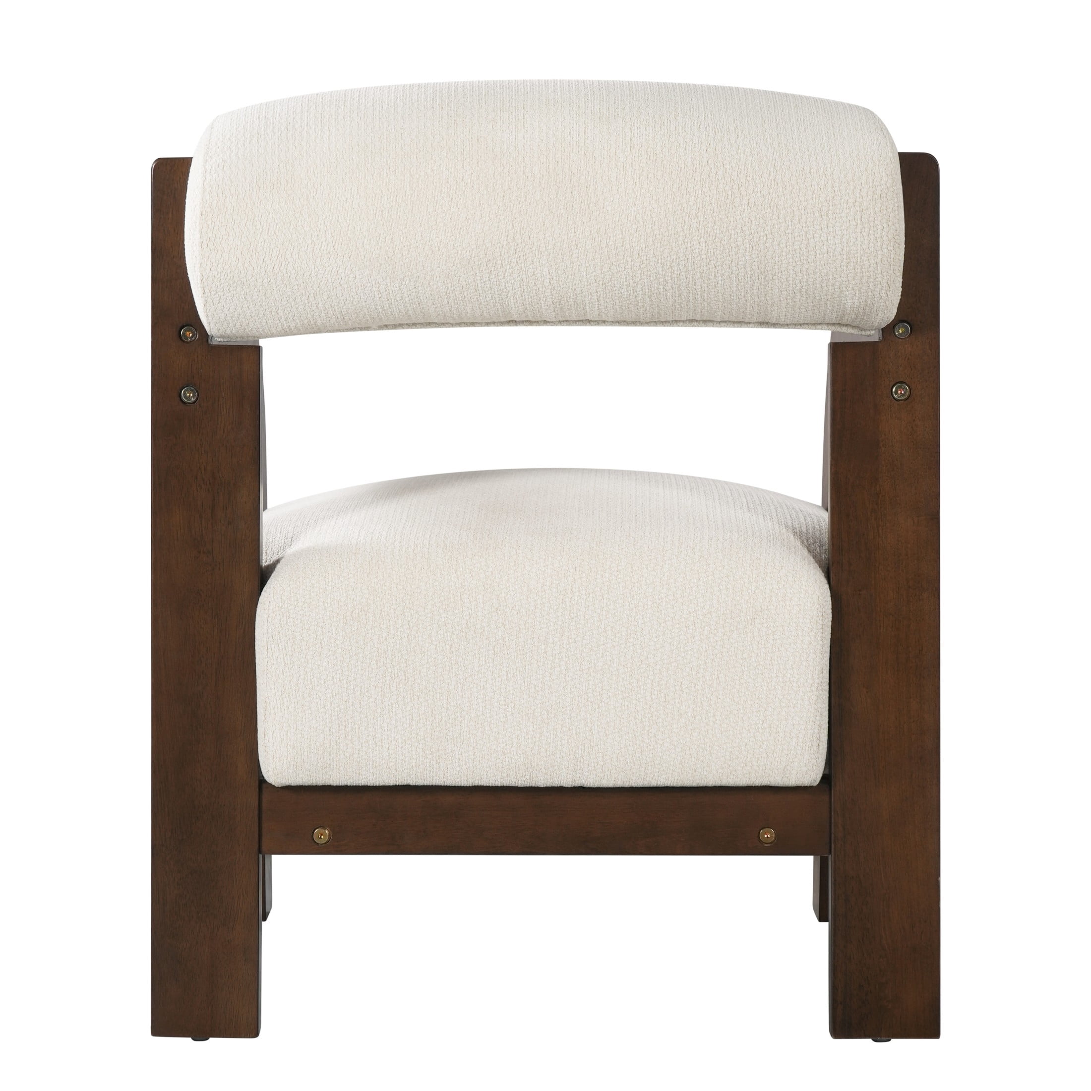 Christopher Knight Home Modern Upholstered Accent Chair, Curved Wood Arms with Thick Cushion, Cream
