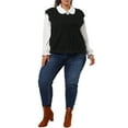 thumbnail image 2 of Agnes Orinda Women's Plus Size Sweater Vest Cable Knit Sweater Sleeveless Pullover Vests 2X Black, 2 of 7