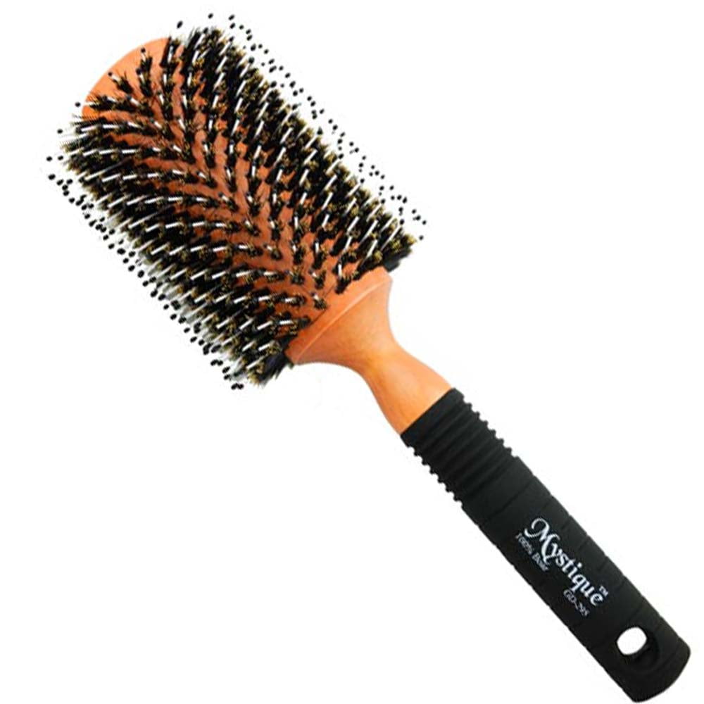 Mystique Long Porcupine Style Round Hair Brush with Rubber Handle