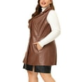 thumbnail image 4 of Agnes Orinda Women's Plus Size Notched Lapel Sleeveless Casual PU Jacket Vest, 4 of 7
