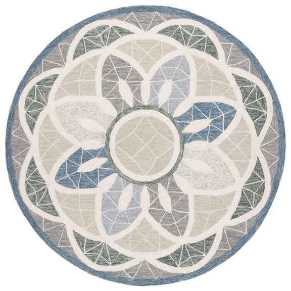 SAFAVIEH Novelty Malanie Floral Area Rug, Grey/Blue, 6' x 6' Round