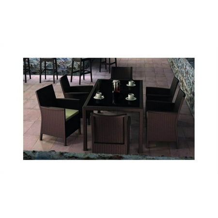 Siesta ISP8063S-BR California Wickerlook Rectangle Dining Set - 7 Piece, Brown