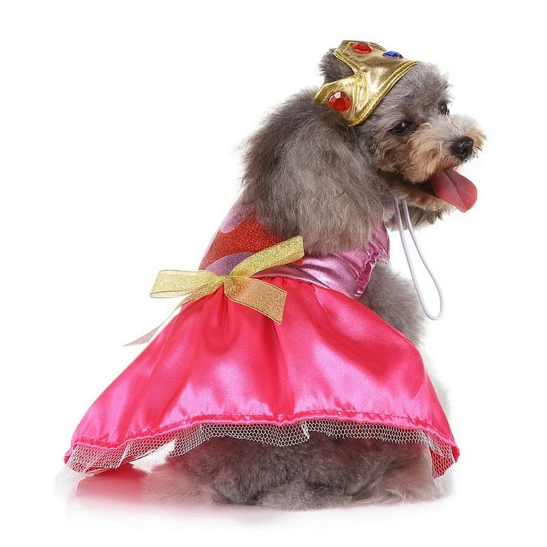 Princess Dog Costume Cute Pink Queen Princess Dog Dress Halloween Dog Cosplay Costume Fashion Dress S