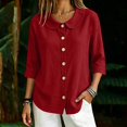 thumbnail image 2 of IPYUI Cotton Linen Tops for Women Peter Pan Collar Stylish Tops Flowy Clothes V Neck Tops Work Clothes for Women Peasant Blouses Plus Size Shirt Elegent Tops Gauze Shirts Boho Top, 2 of 8