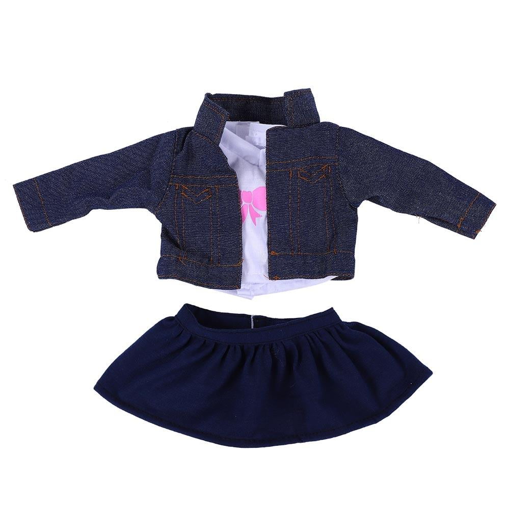 LYUMO 3pcs/set Girl Doll Clothes Dress Suit Set Top Skirt Coat for
