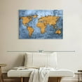thumbnail image 2 of Elephant Stock Azure World Map Wall Art - Horizontal Canvas Wall Art - Living Room Wall Decor - Map Canvas - Blue And Gold Decor - 39" x 26", 2 of 8