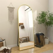 GLSL Length Mirror Arch Standing Floor Mirror, 64x21 Arched Wall Mirror, Gold