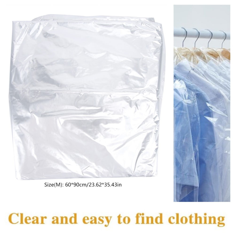 50pcs Clear Disposable Garment Bags Hanging Clothing Garment Bags Plastic Clothes Covers for