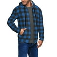 thumbnail image 2 of Kdxio Blue Black Plaid Print Men Hoodies Casual Hoodies for Men with Zip Pockets Full Zip Long Sleeve Sweatshirt Sports Hooded Jacket-X-Large, 2 of 5