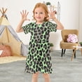 thumbnail image 5 of Green Leopard Print Pattern Girls Short Sleeve Dress A Line Sun Protection Breathable Comfort Sundress 2T, 5 of 8