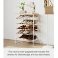 thumbnail image 3 of Yamazaki Home Six-Tier Shoe Rack, White, Steel,  Holds 18 to 21 shoes, Supports 39.6 pounds, 3 of 8