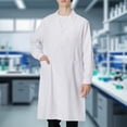 thumbnail image 5 of Gyexs White Lab Coat Women Men Long Sleeve Shirt Knee Length Casual Jackets Workwear Uniforms for Doctors Doctress #02 White Size S, 5 of 6