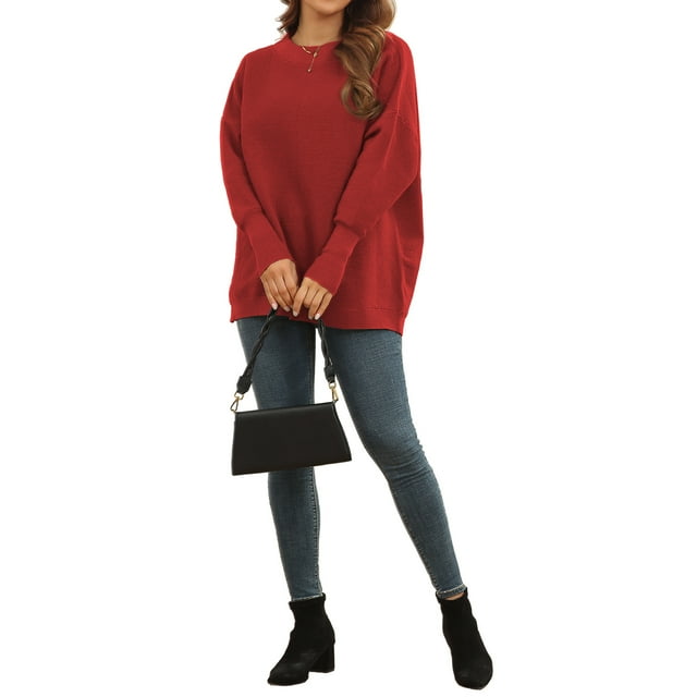 Pull Ample Décontracté pour Femmes, Couleur Unie, Manches Longues, Col Roulé, Pull Ample