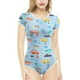 thumbnail image 2 of CutiePlusU Cotton Button Crotch Adult Onesie Romper Bodysuit Pajamas- Cool Car Party Print Blue S, 2 of 5