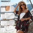 thumbnail image 6 of Xoenoiee Skull Raven Rose Cross Print Women's 2 Piece Outfit Cover Up Half Sleeve Blouse Shorts Set Summer Beach Vacation Resort Wear Plus Size, S, 6 of 7