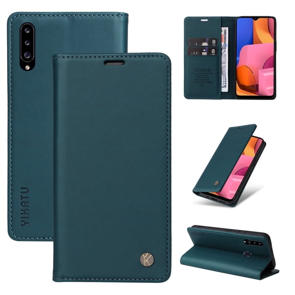 Wallet Case for Samsung Galaxy A20s, Kickstand and 2 Card Slots, Shockproof and Scratch Resistant, Blue