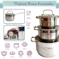 thumbnail image 5 of Batería de Cocina RD Royal Cook Plateada de Acero Inoxidable/tapa cristal 12 piezas, 5 of 5