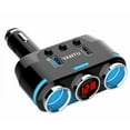 thumbnail image 1 of 2-way Car Cigarette Lighter Socket Splitter Portable Dual USB Car Charger Dual-socket Cigarette Lighter Black, 1 of 5