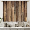 thumbnail image 5 of Brown Farmhouse Wooden Barn Door Kitchen Curtains Country Wood Western Small Short Cafe Window Curtains Rustic Vintage Bathroom Drapes Treatment Tier Curtains 2 Panels (27.5x39 Inch), 5 of 6