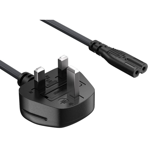 Cable Leader 6ft 18 AWG England / UK Notebook Power Cord, Non-Polarized, with Fuse (IEC-320-C7 to UK Plug BS1363-1/A)