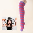 thumbnail image 2 of ibiyuan Kids Socks Ribbed Striped Over The Knee Socks Soft Stretch Boys Girls Ages 6-12 Casual Wear Back To School,Purple, 2 of 2
