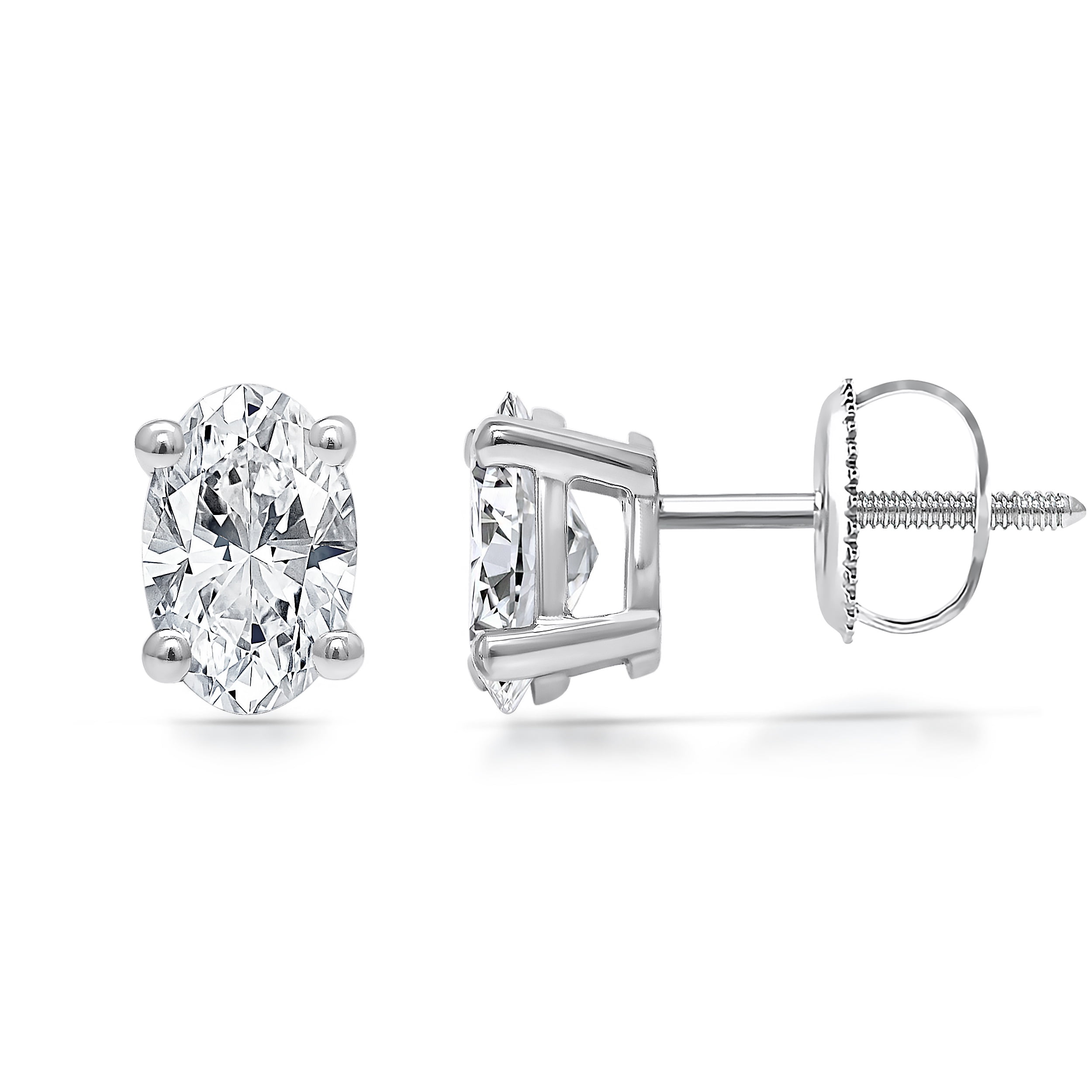14K White Gold IGI Certified 1CTTW Stud Earrings for Women