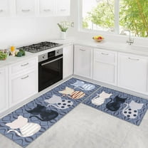 Kitchen Mats Cushioned Anti Fatigue 2 Piece Set, Waterproof Kitchen Mats for Floor Anti Fatigue, Cat Rug for Kitchen Floor Sink Area and Padded Kitchen Mat for Home Kitchen Decor 17"x30" 17"x47"