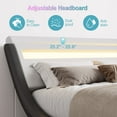 thumbnail image 5 of Amolife Full Size Wave-Like Curve Deluxe Upholstered Modern Bed Frame with LED Headboard, Black+White, 5 of 9