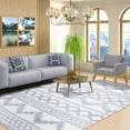 thumbnail image 2 of Geometric Bohemian Plush Shag Indoor Area Rug, Grey/Cream, 8' x 10', 2 of 9