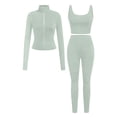 thumbnail image 4 of Uobin Womens Workout Sets 3 Piece Seamless Long Sleeve Jacket Scrunch Leggings Racerback Sports Bra Yoga Gym Outfits, 4 of 4